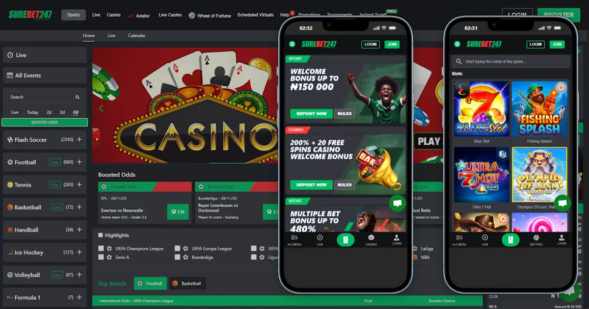 Surebet247 Desktop and App Screenshot